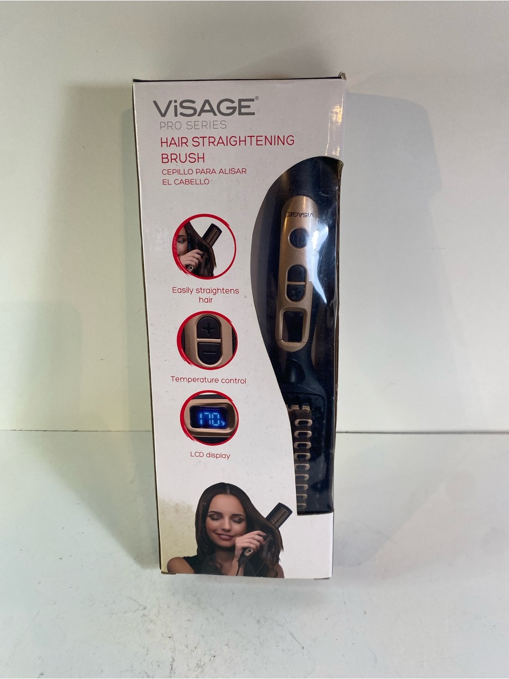 Visage Hair Straightening Black & Gold Heat Brush With Original Box